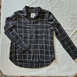 SO perfect flannel shirt, black with white windowpane, juniors xl
